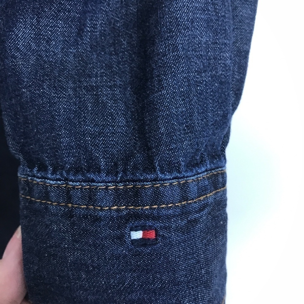 Tommy Hilfiger chambray pullover dress gold button - Picture 5 of 8